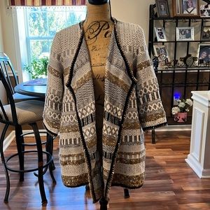 Chicos size 1 (medium) open front 3/4 length cardigan